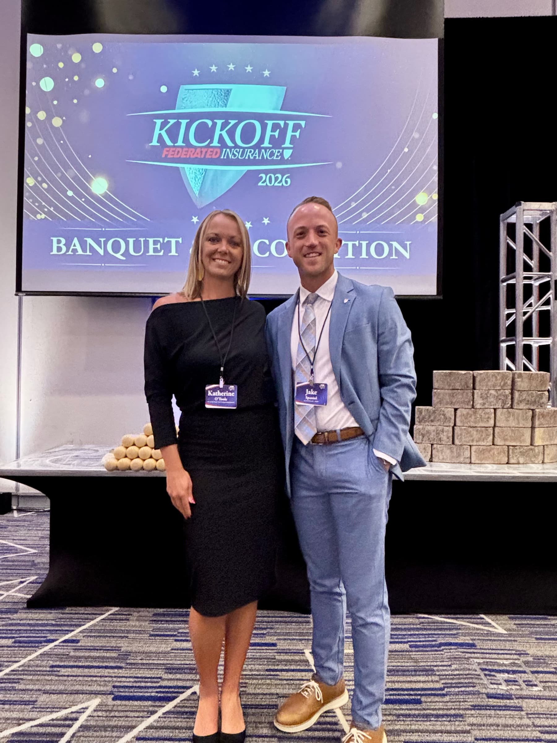 Katherine O'Toole and an associate member at the Federated Insurance 2026 kickoff banquet